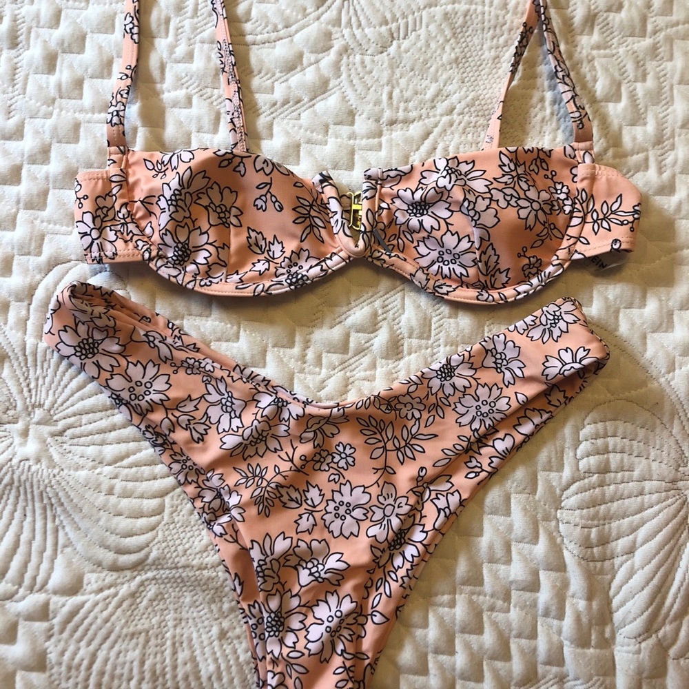Shein Floral Peach Bikini Set